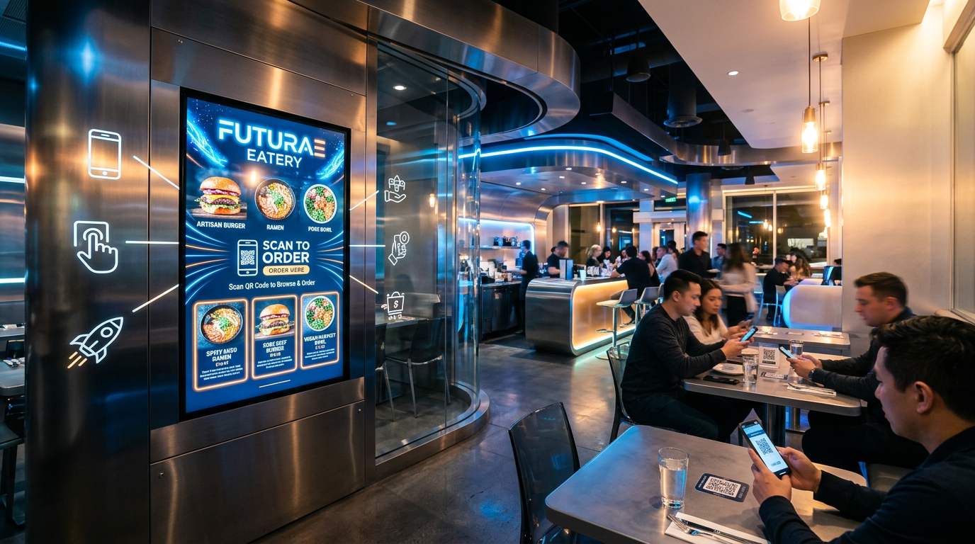 Menú board digital con QR: cómo integrar la carta dinámica con pedidos móviles en tu restaurante